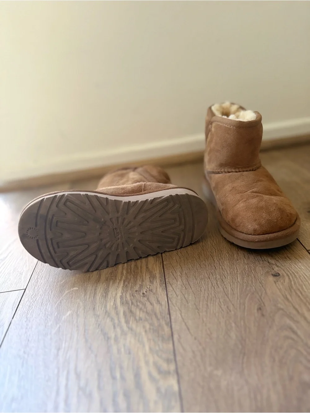 Kids UGG Chestnut Short Shearling Boot - Tan Suede